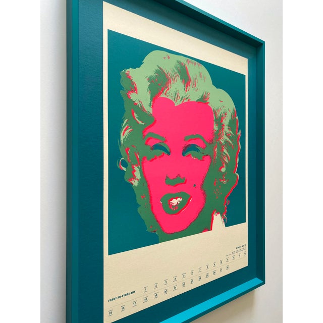 Teal Andy Warhol Vintage 1970 Mid Century Modern Framed Pop Art Serigraph Calendar Print " Marilyn " 1967 For Sale - Image 8 of 16