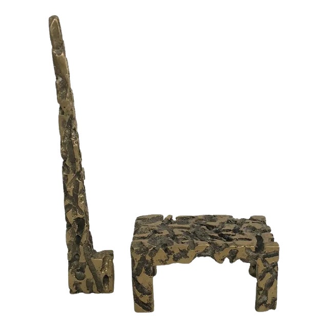 Urano Palma, Italian Abstract Chair & Table Sculptures, 1980, Bronzes, Set of 2 For Sale