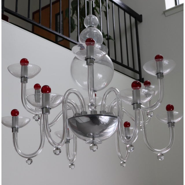Glass Mid-Century Modern Murano Glass Chandelier For Sale - Image 7 of 12