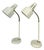 Adjustable White Lacquered Steel and Brass Desk Lamps from BJS, Sweden, 1960s, Set of 2 For Sale
