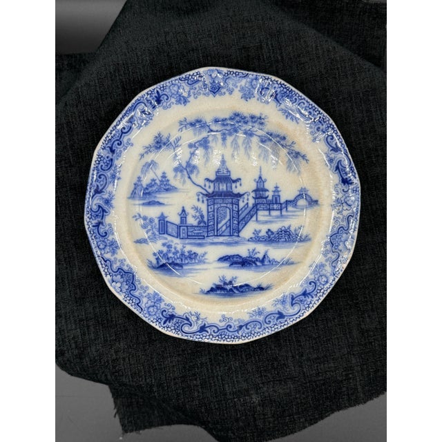 Blue Blue & White Plate 8.25" Staffordshire “Whampoa Pattern” Transferware For Sale - Image 8 of 9