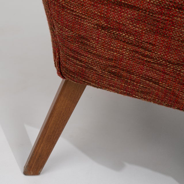 Mid 20th Century Pair Of Mid Century Modern Upholstered Armchairs For Sale - Image 5 of 14