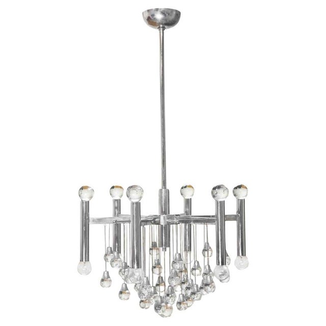 Metal Chandelier in Glass and Chrome by Angelo Gaetano Sciolari, 1970s For Sale - Image 7 of 7