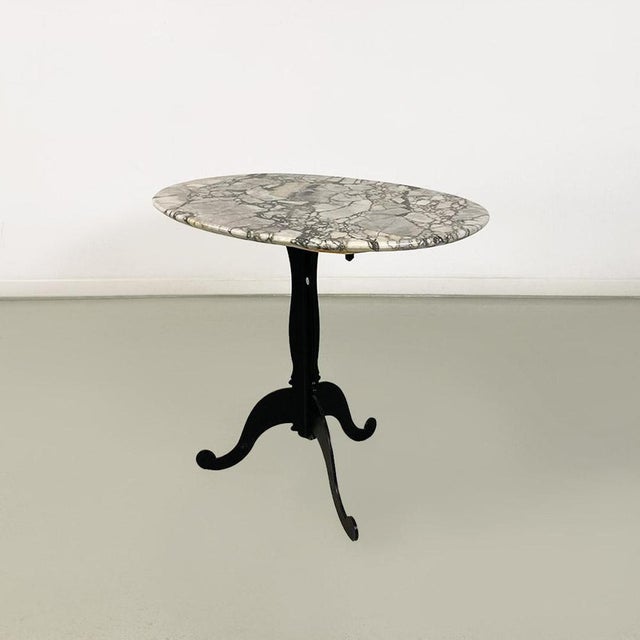 1970s Italian Coffee Table with Oval Marble Top and Metal Legs, 1970s For Sale - Image 5 of 14