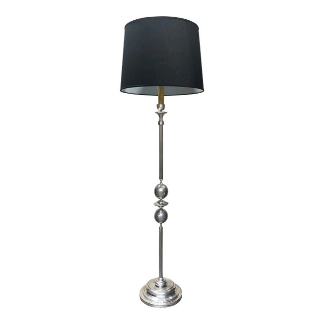 French Mid Century Modern Silvered Floor Lamp For Sale