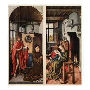 1956 After Robert Campin "St. John, Heinrich Von Werl and St. Barbara", Vintage Prints