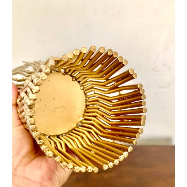 Hollywood Regency Modern Contemporary Metal Goldtone Large Candle Holder For Sale In San Diego - Image 6 of 7