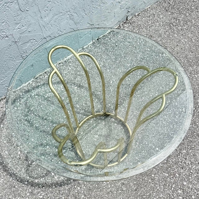 Art Deco Gold Circular Glass Top Side Tables – A Pair For Sale - Image 4 of 8