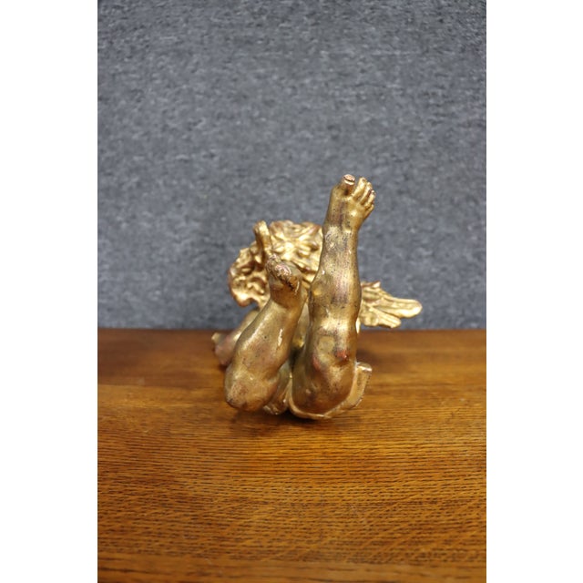 Gold Italian Giltwood Cherub Sculpture For Sale - Image 8 of 13