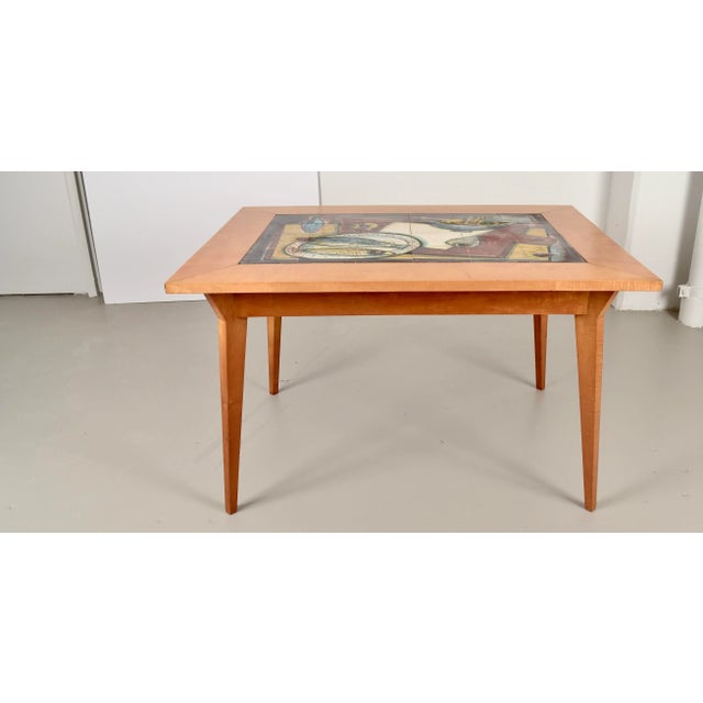 Wood Tile Top Maple Dining Table, France, Circa 1950s For Sale - Image 7 of 13