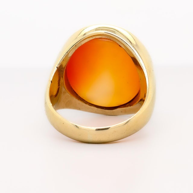 Antique Neoclassical 14k Gold and Carnelian Intaglio of a Man Signet Ring For Sale - Image 9 of 13