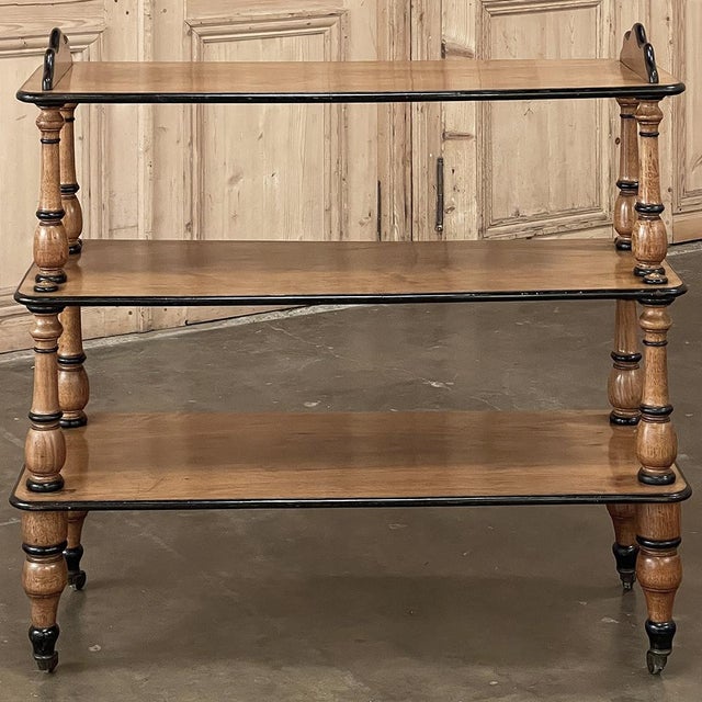 Chocolate 19th Century English Open Library Caddy Bookshelf on Casters For Sale - Image 8 of 18