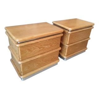 1980s Jay Spectre for Century "Eclipse" Cerused Oak Nightstands - A Pair For Sale