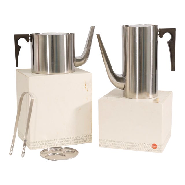 Arne Jacobsen for Stelton Cylinda Line Teapot & Coffee Pot in Original Packaging For Sale