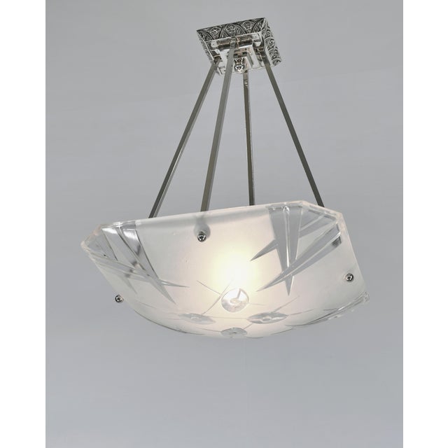 Art Deco French Art Deco Pendant Light by Degue 1930 France For Sale - Image 3 of 12