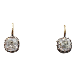 Mid 20th Century Diamond Drop Earrings, A Pair