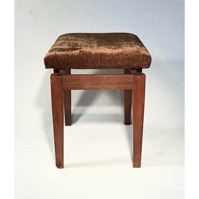 Mid-Century Modern Jens Rison Danish Mid Century Upholstered Walnut Floating Seat Ottoman For Sale - Image 3 of 10