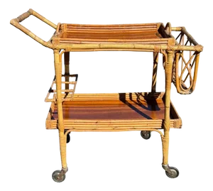 Italian Vintage Wicker Bar Cart