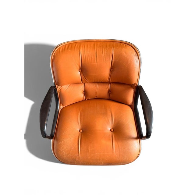 Vintage Camel Leather Executive Chair attributed to Charles Pollock for Knoll, 1970s For Sale - Image 6 of 10