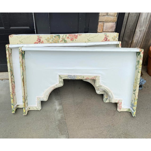 Textile Vintage Custom Upholstered Wood Window Cornices Valances With Jacquard Floral Fabric. Set of Four For Sale - Image 7 of 8