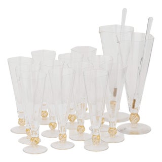 20th Century Italian Carafes & 12 Glasses by Italo Varisco, Venice, Set of 14 For Sale