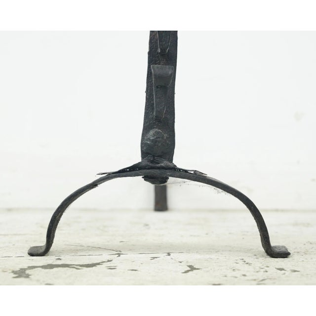 Pair of 18th Century Basket Top Wrought Iron Andirons For Sale - Image 4 of 12