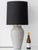 1950s Jasba “Cortina” crackle-glaze mid-century West German ceramic table lamp; large scale with black linen gold-lined...