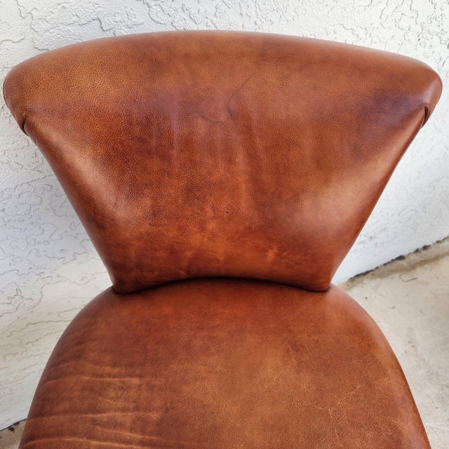 Top Grain Leather Swivel Counter Stools Pair For Sale - Image 11 of 17