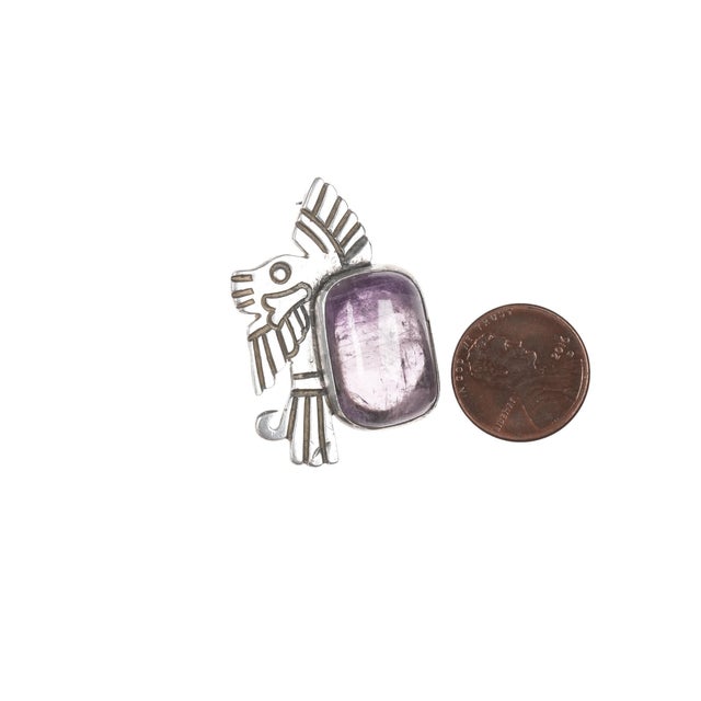 William Spratling sterling Amethyst pre-columbian style pin For Sale - Image 4 of 7