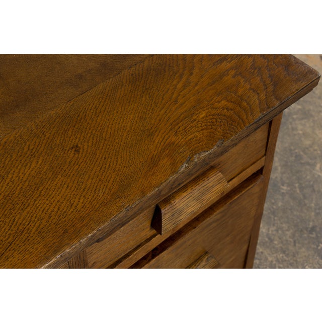 Wood 1940s Petite French Art Deco Oak Office Desk For Sale - Image 7 of 17