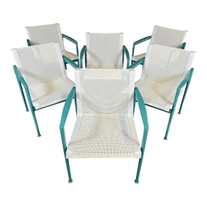 Six Vintage Mid Century Modern 1966 Leisure Collection Patio Dining Chairs by Richard Schultz for Knoll, Attributed