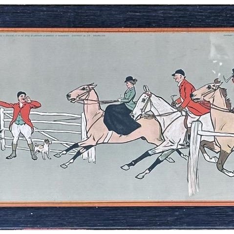 Antique Panoramic English Fox Hunting Framed Traditional Sporting Art Print For Sale - Image 4 of 11
