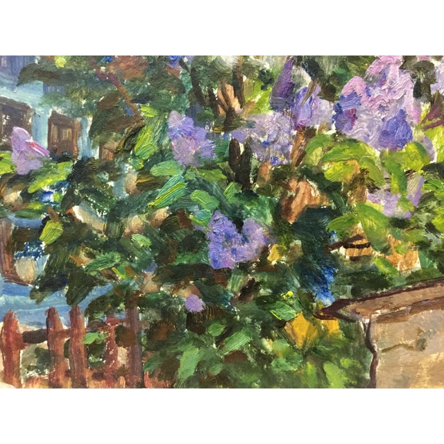 1970s 1970s Oil Painting Lilac Near the House Dziuban Ivan Feodosievich For Sale - Image 5 of 12