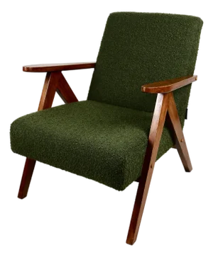 Vintage Olive Green Boucle Model B-310 Armchair, 1970s