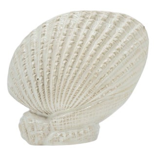 Coastal Ceramic Clam Shell Vase in Palm Beach Style 11.5" For Sale