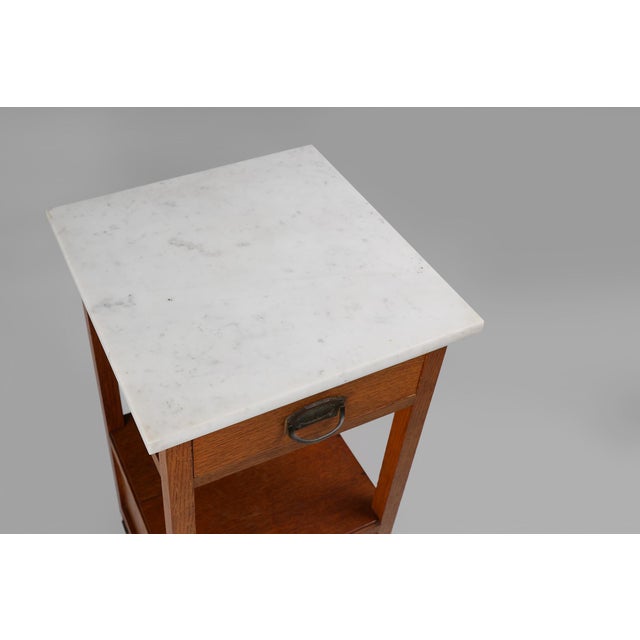 Art Deco French Night Stand with Carrara Marble Top, 1920s For Sale - Image 10 of 12