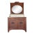 Antique Oak Washstand / Bathroom Vanity With a Marble Top, Oval Beveled Mirror, and Floral Carvings For Sale