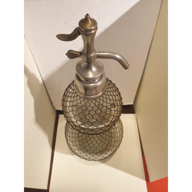 Rare beautiful 19th century french giant size netted selz bottle