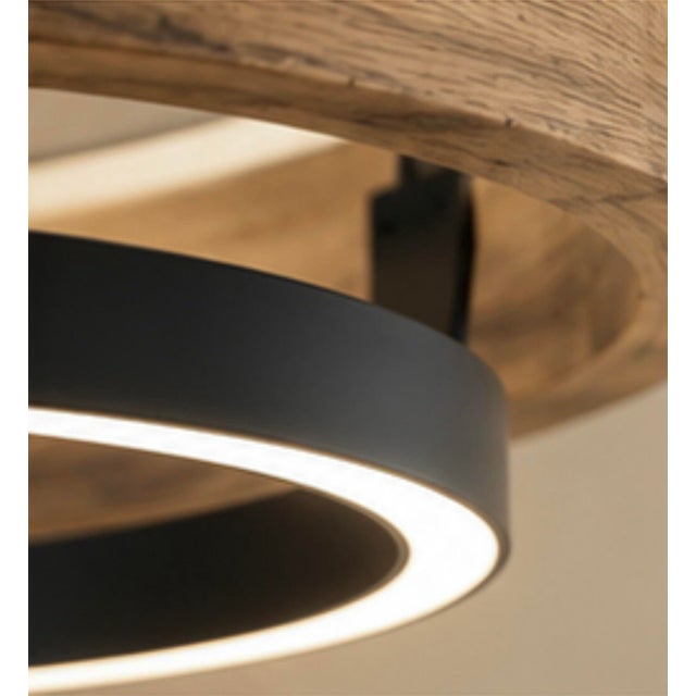 2020s Visual Comfort - Grace Contemporary Chandelier in Matte Black & Weathered Oak Wood For Sale - Image 5 of 8