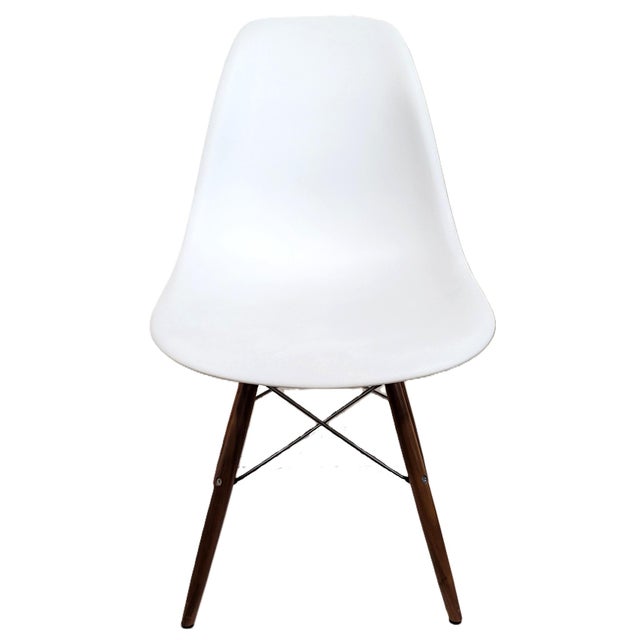 White Modern Walnut & Molded Plastic Eames for Herman Miller White Shell Chair For Sale - Image 8 of 18