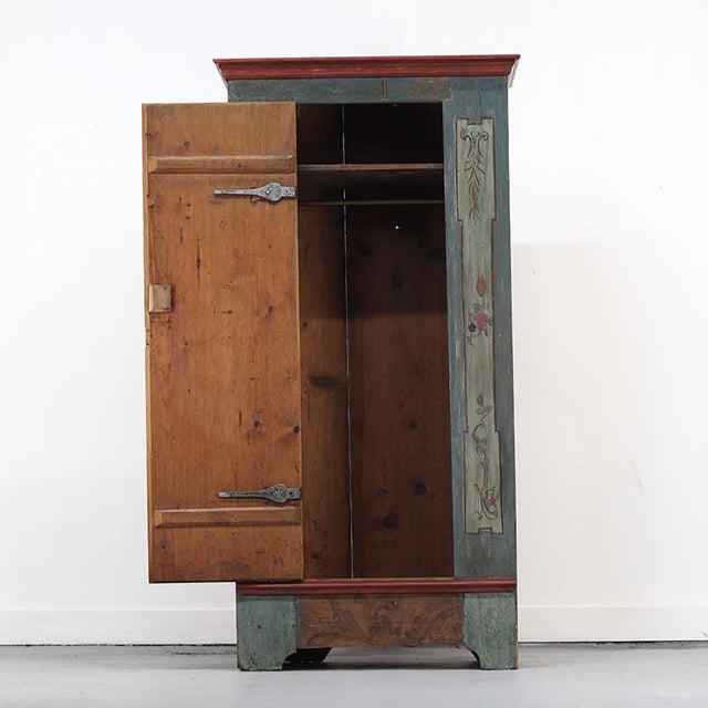 Rustic Farmhouse Folk Art Painted Bridal Cabinet 18th Century For Sale - Image 11 of 15