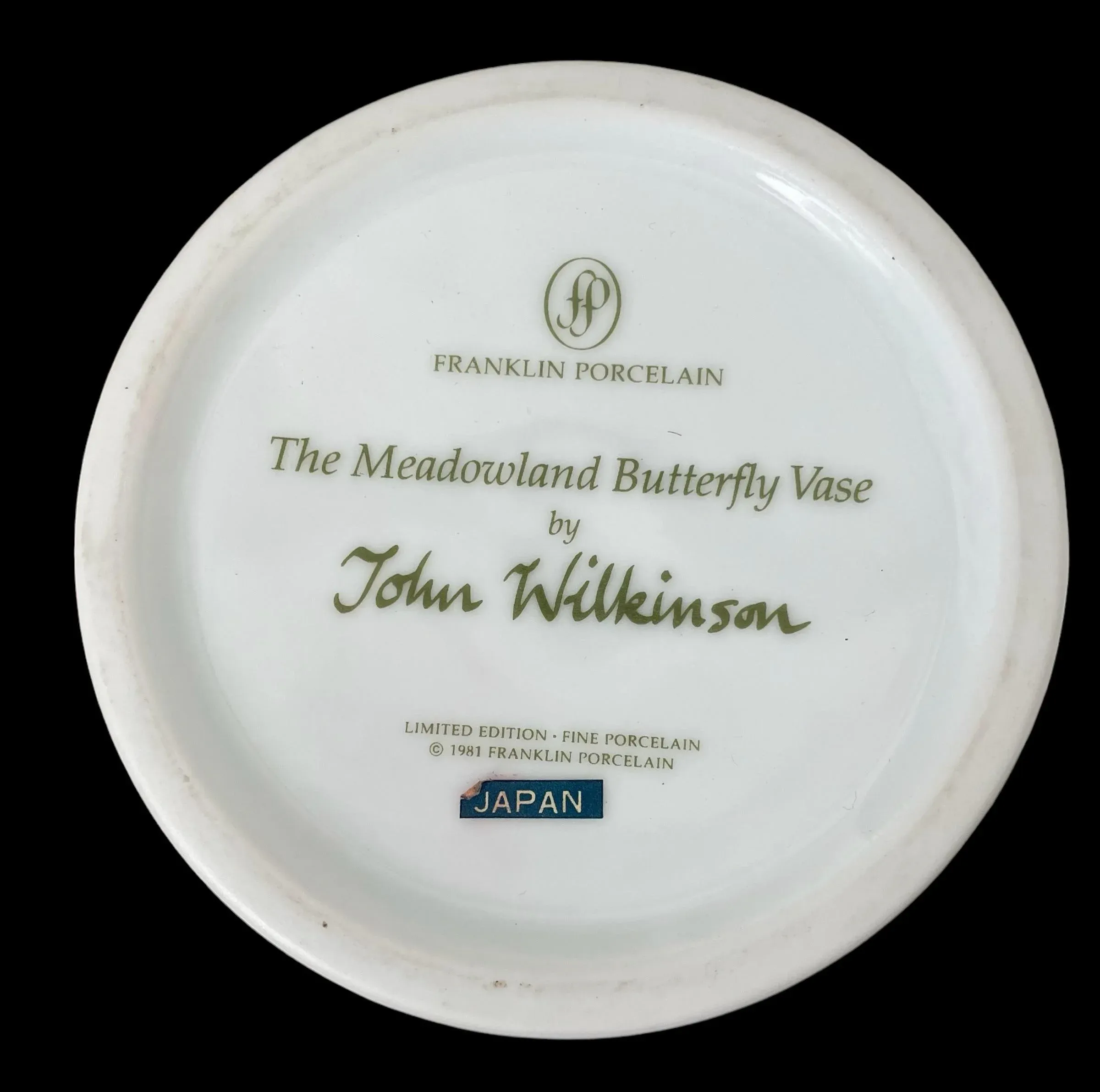 Franklin Porcelain the Meadowland Butterfly Vase John Wilkinson