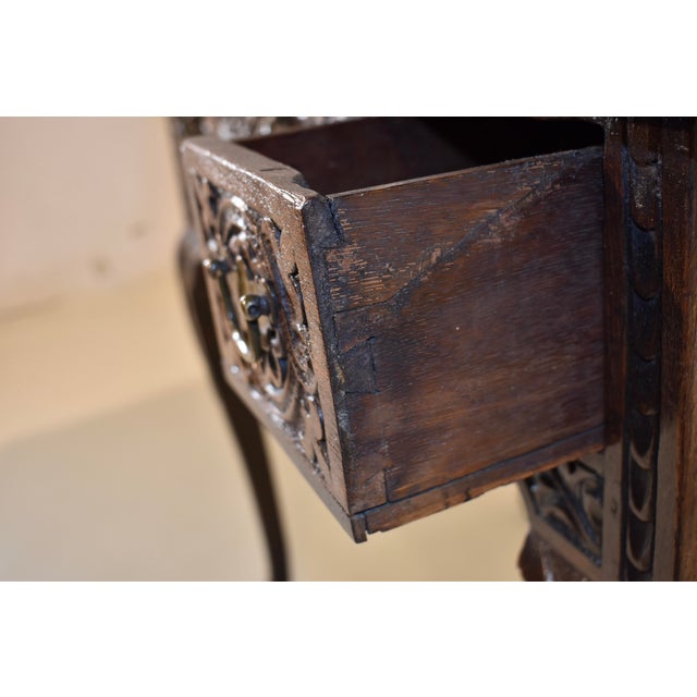 Early 18th Century English Oak Carved Lowboy For Sale - Image 10 of 12