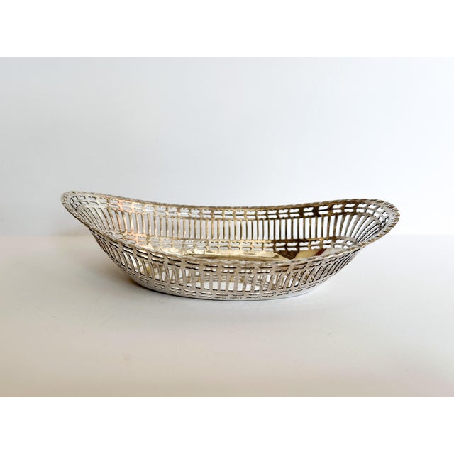 Traditional Late 20th Century Pierced Oval Silver Plate Bon Bon Dish For Sale - Image 3 of 3