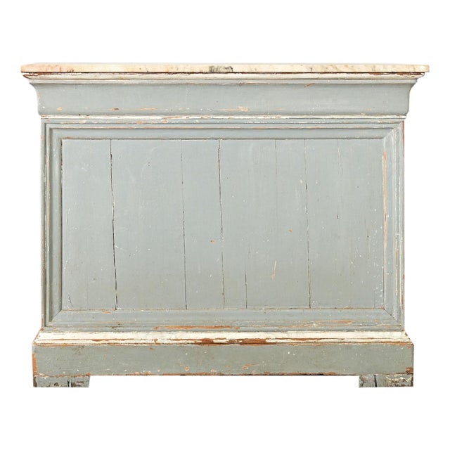 French 19th Century Marble-Top Painted Shop Counter For Sale