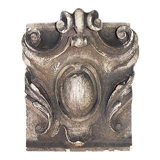 Antique Terra Cotta Building Ornament With Cartouche For Sale