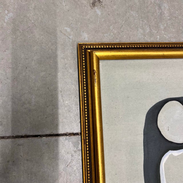 Green Vintage Abstract Geometric Green and Black Framed Oil Painting, Signed C. Andrews For Sale - Image 8 of 10