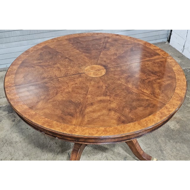 Early 21st Century Theodore Alexander Regency Style Flame Mahogany Round Expanding Dining Table For Sale - Image 5 of 13