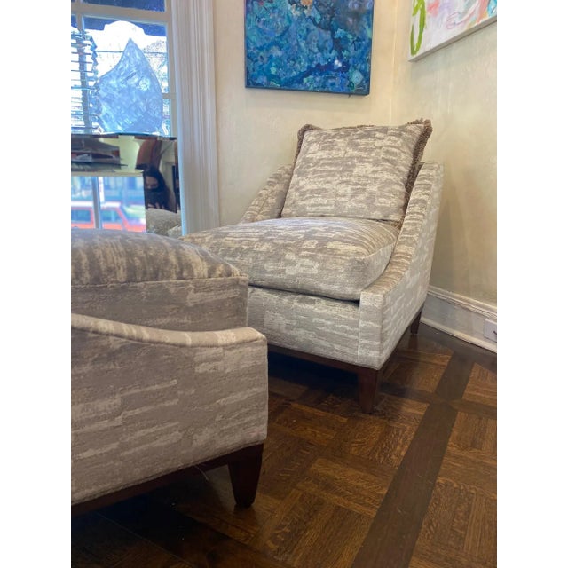 Modern Kravet Camden Lounge Chair and Ottoman Set - Custom For Sale - Image 3 of 12