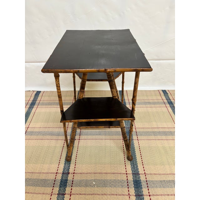 Rustic Early 20th Century Burnt Bamboo Side Table For Sale - Image 3 of 12